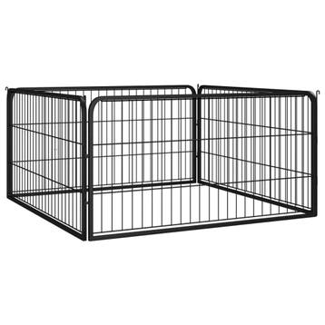 vidaXL Hondenkennel 4 panelen 100x50 cm gepoedercoat staal, Verzenden, Nieuw