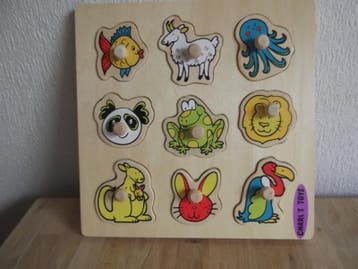 Plug puzzel Dieren 9 stukjes (Houten puzzels, Puzzels), Ophalen of Verzenden, Nieuw, Overige typen