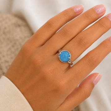 Zonder minimumprijs - Ring Verguld Aquamarijn - Diamant -, Nieuw