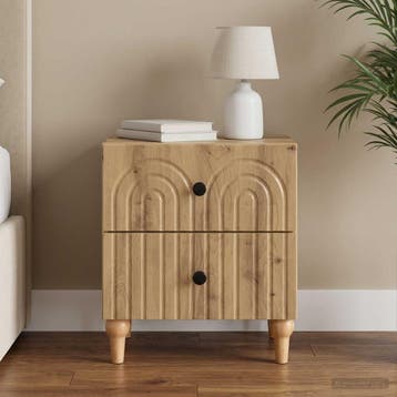 vidaXL Nachtkastje Artisanaal eiken 43 x 34,5 x 48 cm, Minder dan 45 cm, Verzenden, Nieuw, Minder dan 55 cm