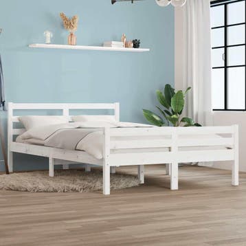 vidaXL Bedframe massief hout wit 140x200 cm, Verzenden, Wit, 140 cm, 200 cm