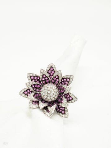 Crivelli - Ring - 18 karaat Witgoud Saffier - Diamant, Nieuw