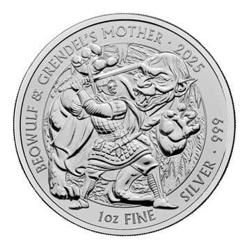 Beowulf and Grendels Mother 1 oz Zilver 2025 British Myths, Verzenden, Losse munt, Zilver