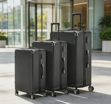 Set van 3 Zwarte Hardcase Koffers met TSA-slot en Dubbele Wi, Sieraden, Tassen en Uiterlijk, Koffers, Verzenden, Nieuw
