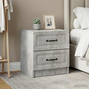 vidaXL Nachtkastje 2 st Betongrijs 43 x 34,5 x 44,5 cm, Minder dan 45 cm, Verzenden, Nieuw, Minder dan 55 cm