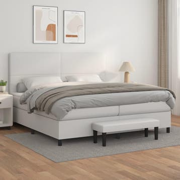 vidaXL Boxspring met matras kunstleer wit 200x200 cm, Overige materialen, Verzenden, Wit, Overige maten