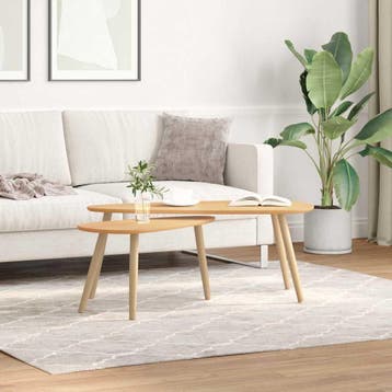 vidaXL 2-delige Salontafelset massief grenenhout bruin, Verzenden, Nieuw, Grenenhout, 50 tot 100 cm