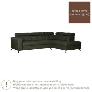 Leren hoekbank Nova - 2.5-zits arm links + Longchair arm, 250 tot 300 cm, Bohemian, Industrieel, Modern, Scandinavisch, Hoekbank