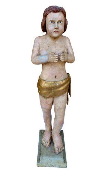 Scuola italiana - sculptuur, Bambin Gesù - 77 cm - Hout, Antiek en Kunst