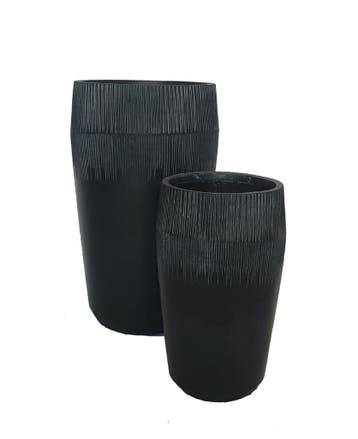 Plantenbak Fiberclay 31x31x54 cm Zwart, Verzenden, Nieuw, Rond