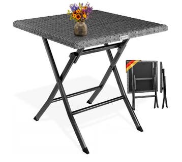 Polyrotan Klaptafel Rome Antraciet – Inklapbare Tuintafel., Verzenden, Nieuw