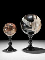 Prachtig paar versteend houten bollen op maat gemaakte