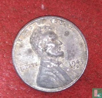 Verenigde Staten 1 cent 1943 (staal bekleed met zink - D), Postzegels en Munten, Munten | Amerika, Verzenden, Losse munt