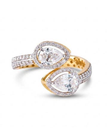 Statement ring - 14 karaat Geel goud - 1.24ct. tw. Diamant