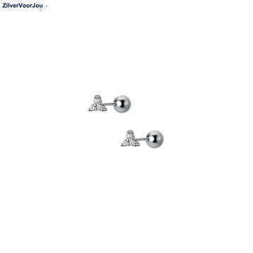 Zilveren trio witte zirkonia triangel piercings, Sieraden, Tassen en Uiterlijk, Piercings, Verzenden, Nieuw, Zilver