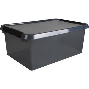 Opbergbox 45L - Transparant/Antraciet, Nieuw
