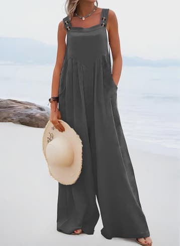 Zomerse Wijde Pijp Jumpsuit met Bretels - Casual en Comforta, Verzenden, Nieuw