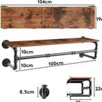 Industriële Muur Kledingrek met Plank, Verzenden, Nieuw