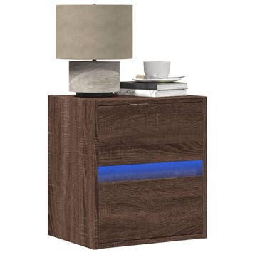 vidaXL Nachtkastje met LEDs wandgemonteerd bruin eikenkleur, Verzenden, Nieuw, Hout