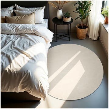 Kortpolig vloerkleed Soft Zone - Ø 120 cm, crème, Verzenden, Nieuw