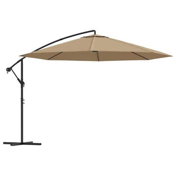 vidaXL Zweefparasol met aluminium paal 350 cm taupe, Verzenden, Nieuw, 1 tot 2 meter, Zweefparasol