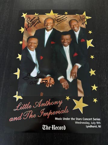 Gesigneerde poster Little Anthony and The Imperials, Ophalen of Verzenden, Zo goed als nieuw, Poster, Artwork of Schilderij, Gesigneerd