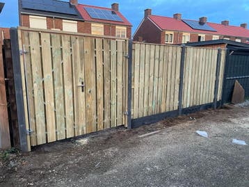 23 planks tuinscherm hout beton schuttingen maximale privacy, Nieuw, Hout, 1 tot 2 meter