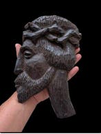 Passionele en sculpturale Het Gezicht van Christus – houten, Antiek en Kunst