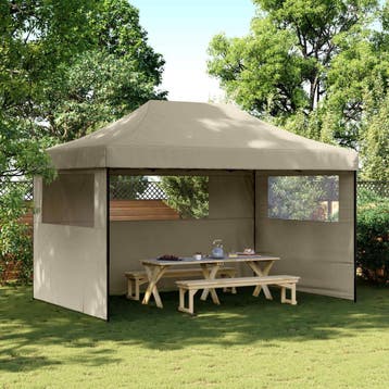 Partytent 440x292cm taupe - 35% korting, Opvouwbaar, Partytent, Minder dan 4 meter, Zo goed als nieuw