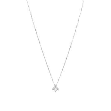 Witgouden solitair collier met diamant 14 krt, Verzenden, Zo goed als nieuw, Goud, Met hanger