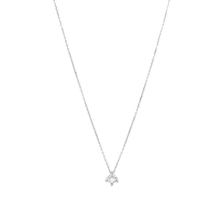 Witgouden solitair collier met diamant 14 krt, Sieraden, Tassen en Uiterlijk, Kettingen, Goud, Zo goed als nieuw, Met hanger, Verzenden