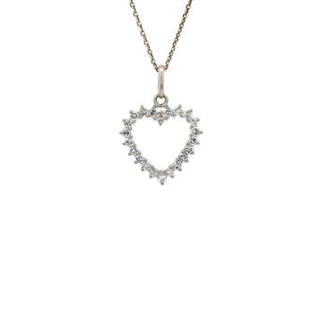 Witgouden hart hanger met diamant 18 karaat, Sieraden, Tassen en Uiterlijk, Kettinghangers, Verzenden, Zo goed als nieuw, Goud