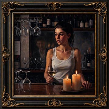 Le Yack - The Last Glass — Woman at the Bar by Candlelight -