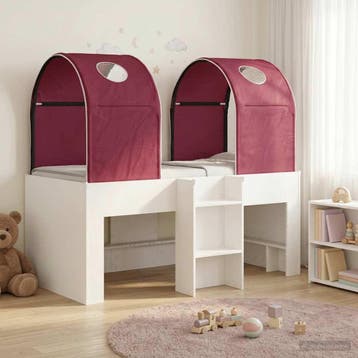 vidaXL Bed met Tunnel 4 st Wit en Rood Bewerkt hout, Verzenden, Nieuw, Wit, Hout