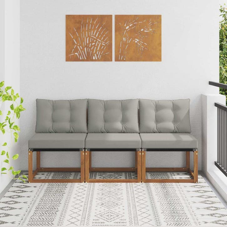 vidaXL 3 Stuk Buitenzitmiddelsofa Massief acaciahout en, Tuin en Terras, Tuinsets en Loungesets, Nieuw, 3 zitplaatsen, Verzenden