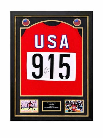 USA - Carl Lewis Signed — Framed - Jsa Coa - Atletiekjersey, Nieuw