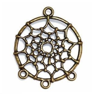 DQ metalen bedels dromenvanger dreamcatcher geel koper 34..., Ophalen of Verzenden, Nieuw, Bedel