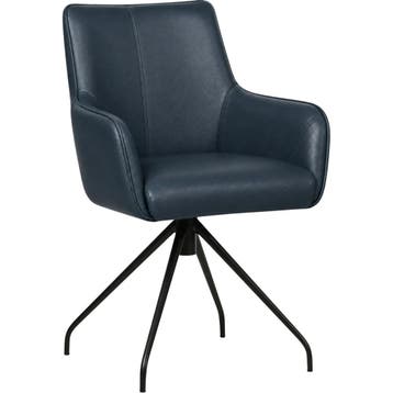 Leren eetkamerstoel Wave - Granada Blue (blauw) - Spinpoot, Nieuw, Leer, Ophalen of Verzenden, Bohemian, Eigentijds, Industrieel, Modern, Scandinavisch