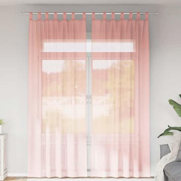 vidaXL Gordijnen voile met roedezakken 2 st roze, Verzenden, Nieuw