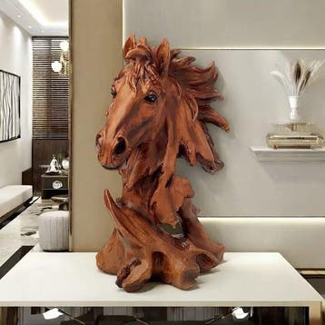 sculptuur, Majestic Horse Head Sculpture – Rustic