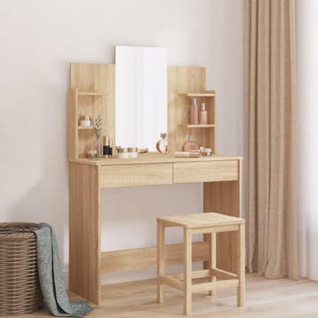 vidaXL Kaptafel met spiegel 96x39x142 cm sonoma eikenkleurig, Verzenden, Nieuw