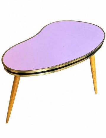 Bijzettafel - Hout, Vinyl - Vintage bijzettafel, Antiek en Kunst