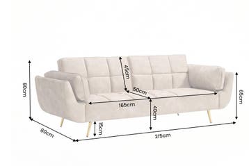 Slaapbank BOUTIQUE 215cm 3-zits fluweel champagne beige -, Huis en Inrichting, Ophalen of Verzenden, Nieuw