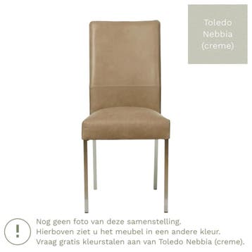 Leren eetkamerstoel Real - Toledo Nebbia (crème) - Poten, Huis en Inrichting, Overige kleuren, Nieuw, Ophalen of Verzenden, Eén