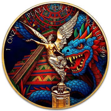 Mexico. 2024 – Libertad Aztec Pyramid Dragon Colorized