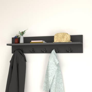 [en.casa] Wandkapstok Hammarö met plank 80x13x18 cm antracie, Verzenden, Nieuw