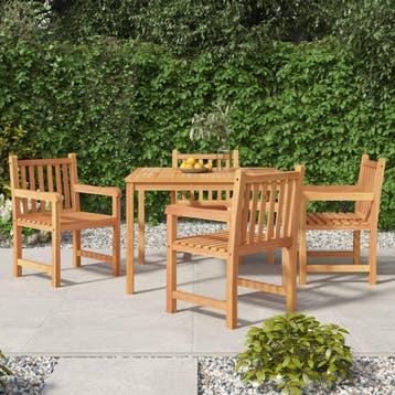 vidaXL 5-delige Tuinset massief teakhout, Verzenden, Nieuw, Teakhout, Tuinset