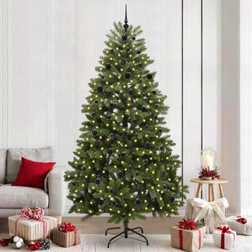 vidaXL Kunstkerstboom 240 cm 300 LEDs Warmwit PVC en staal, Verzenden, Nieuw
