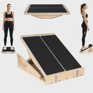 Verstelbare Houten Balansbord & Kuitspier Strekker - Anti-sl, Sport en Fitness, Fitnessapparatuur, Verzenden, Nieuw