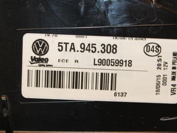 Achterlicht rechts Volkswagen Touran O111728, Ophalen of Verzenden, Nieuw